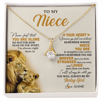Alluring Beauty Necklace 18K Yellow Gold Finish | 1 | Personalized To My Niece Necklace From Uncle Lion Never Feel That You Are Alone Great Niece Pendant Birthday Christmas Customized Gift Box Message Card | siriusteestore