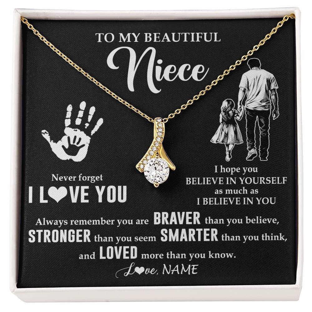 Alluring Beauty Necklace 18K Yellow Gold Finish | 1 | Personalized To My Niece Necklace From Uncle Never Forget I Love You Niece Birthday Gifts Christmas New Year Graduation Customized Gift Box Message Card | siriusteestore