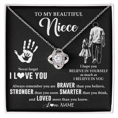 Love Knot Necklace 14K White Gold Finish | 1 | Personalized To My Niece Necklace From Uncle Never Forget I Love You Niece Birthday Gifts Christmas New Year Graduation Customized Gift Box Message Card | siriusteestore