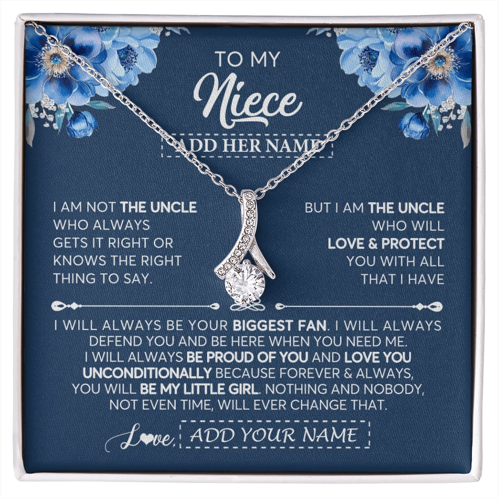 Alluring Beauty Necklace 14K White Gold Finish | 1 | Personalized To My Niece Necklace From Uncle Proud Of You Birthday Gifts For Niece Jewelry Gifts Graduation Christmas Customized Gift Box Message Card | https://siriusteestore.