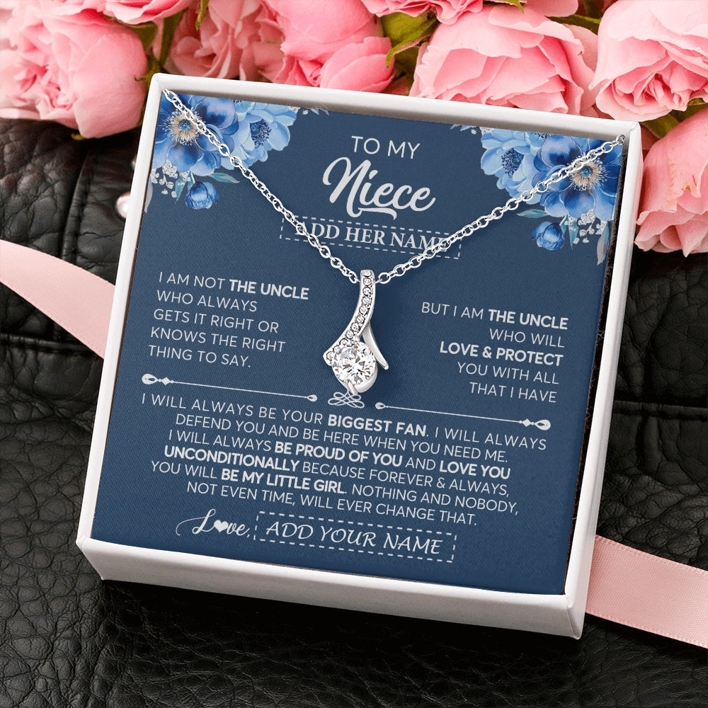 Alluring Beauty Necklace 14K White Gold Finish | 2 | Personalized To My Niece Necklace From Uncle Proud Of You Birthday Gifts For Niece Jewelry Gifts Graduation Christmas Customized Gift Box Message Card | https://siriusteestore.