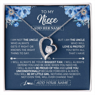 Forever Love Necklace 14K White Gold Finish | 1 | Personalized To My Niece Necklace From Uncle Proud Of You Birthday Gifts For Niece Jewelry Gifts Graduation Christmas Customized Gift Box Message Card | https://siriusteestore.