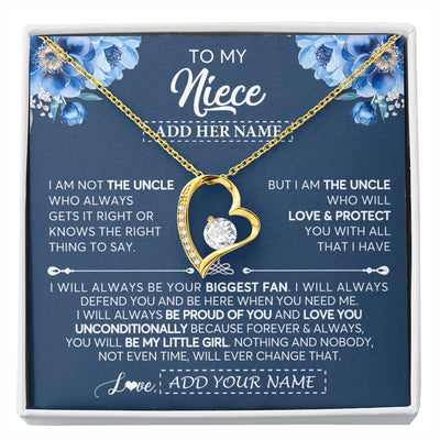 Forever Love Necklace 18K Yellow Gold Finish | 1 | Personalized To My Niece Necklace From Uncle Proud Of You Birthday Gifts For Niece Jewelry Gifts Graduation Christmas Customized Gift Box Message Card | https://siriusteestore.
