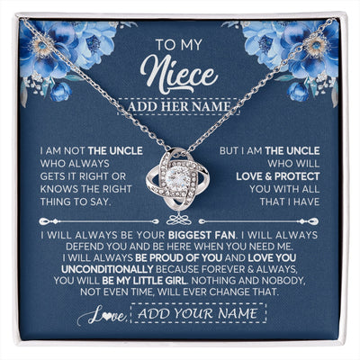 Love Knot Necklace 14K White Gold Finish | 1 | Personalized To My Niece Necklace From Uncle Proud Of You Birthday Gifts For Niece Jewelry Gifts Graduation Christmas Customized Gift Box Message Card | https://siriusteestore.