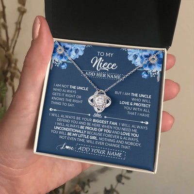 Love Knot Necklace 14K White Gold Finish | 2 | Personalized To My Niece Necklace From Uncle Proud Of You Birthday Gifts For Niece Jewelry Gifts Graduation Christmas Customized Gift Box Message Card | https://siriusteestore.