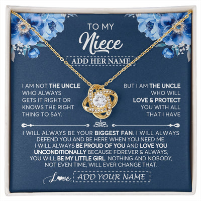 Love Knot Necklace 18K Yellow Gold Finish | 1 | Personalized To My Niece Necklace From Uncle Proud Of You Birthday Gifts For Niece Jewelry Gifts Graduation Christmas Customized Gift Box Message Card | https://siriusteestore.