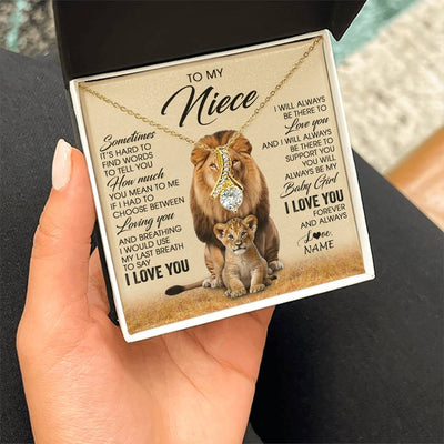 Alluring Beauty Necklace 18K Yellow Gold Finish | 2 | Personalized To My Niece Necklace From Uncle Sometimes It's Hard Lion Niece Gift Birthday Jewelry Graduation Christmas Customized Gift Box Message Card | siriusteestore