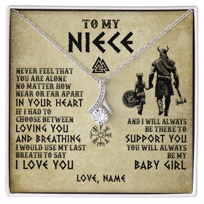 Alluring Beauty Necklace 14K White Gold Finish | 1 | Personalized To My Niece Necklace From Uncle Viking Never Feel That You Are Alone Viking Niece Birthday Gifts Jewelry Christmas Gift Box Message Card | siriusteestore