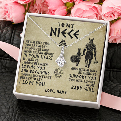 Alluring Beauty Necklace 14K White Gold Finish | 2 | Personalized To My Niece Necklace From Uncle Viking Never Feel That You Are Alone Viking Niece Birthday Gifts Jewelry Christmas Gift Box Message Card | siriusteestore