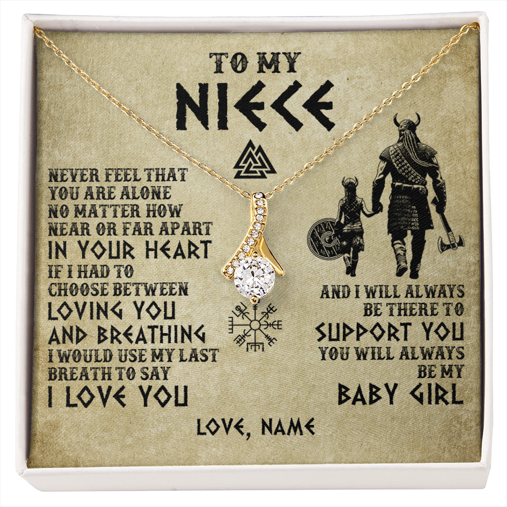 Alluring Beauty Necklace 18K Yellow Gold Finish | 1 | Personalized To My Niece Necklace From Uncle Viking Never Feel That You Are Alone Viking Niece Birthday Gifts Jewelry Christmas Gift Box Message Card | siriusteestore