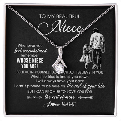 Alluring Beauty Necklace 14K White Gold Finish | 1 | Personalized To My Niece Necklace From Uncle Whenever You Feel Overwhelmed Niece Pendant Jewelry Birthday Christmas Customized Message Card | siriusteestore