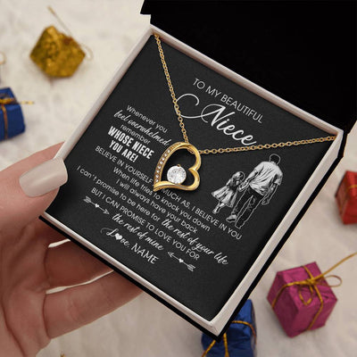 Forever Love Necklace 18K Yellow Gold Finish | 2 | Personalized To My Niece Necklace From Uncle Whenever You Feel Overwhelmed Niece Pendant Jewelry Birthday Christmas Customized Message Card | siriusteestore