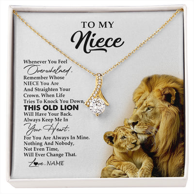 Alluring Beauty Necklace 18K Yellow Gold Finish | 1 | Personalized To My Niece Necklace From Uncle Whenever You Fell Overwhelmed Lion Niece Pendant Birthday Graduation Christmas Customized Gift Box Message Card | siriusteestore