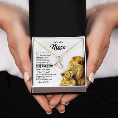 Alluring Beauty Necklace 18K Yellow Gold Finish | 2 | Personalized To My Niece Necklace From Uncle Whenever You Fell Overwhelmed Lion Niece Pendant Birthday Graduation Christmas Customized Gift Box Message Card | siriusteestore