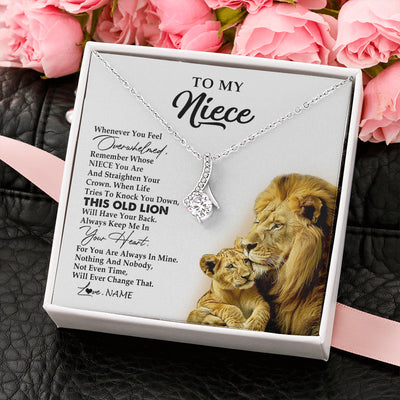 Alluring Beauty Necklace 14K White Gold Finish | 2 | Personalized To My Niece Necklace From Uncle Whenever You Fell Overwhelmed Lion Niece Pendant Birthday Graduation Christmas Customized Gift Box Message Card | siriusteestore
