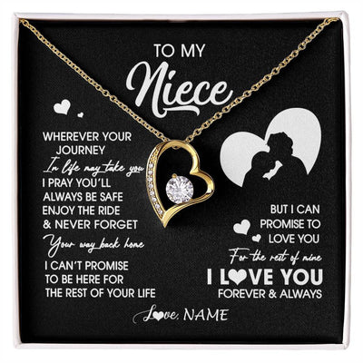 Forever Love Necklace 18K Yellow Gold Finish | 1 | Personalized To My Niece Necklace From Uncle Wherever Your Journey Niece Birthday Gifts Jewelry Graduation Christmas Customized Gift Box Message Card | siriusteestore