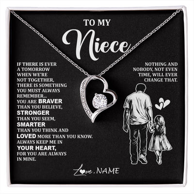 Forever Love Necklace 14K White Gold Finish | 1 | Personalized To My Niece Necklace From Uncle You Are Always In Mine Beautiful Niece Jewelry Gifts Birthday Graduation Christmas With Gift Box Message Card | siriusteestore