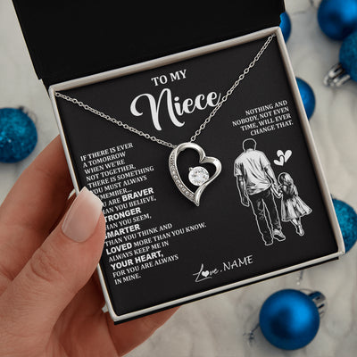 Forever Love Necklace 14K White Gold Finish | 2 | Personalized To My Niece Necklace From Uncle You Are Always In Mine Beautiful Niece Jewelry Gifts Birthday Graduation Christmas With Gift Box Message Card | siriusteestore
