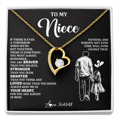 Forever Love Necklace 18K Yellow Gold Finish | 1 | Personalized To My Niece Necklace From Uncle You Are Always In Mine Beautiful Niece Jewelry Gifts Birthday Graduation Christmas With Gift Box Message Card | siriusteestore