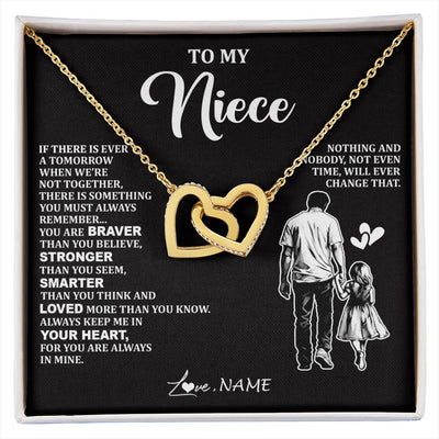 Interlocking Hearts Necklace 18K Yellow Gold Finish | 1 | Personalized To My Niece Necklace From Uncle You Are Always In Mine Beautiful Niece Jewelry Gifts Birthday Graduation Christmas With Gift Box Message Card | siriusteestore