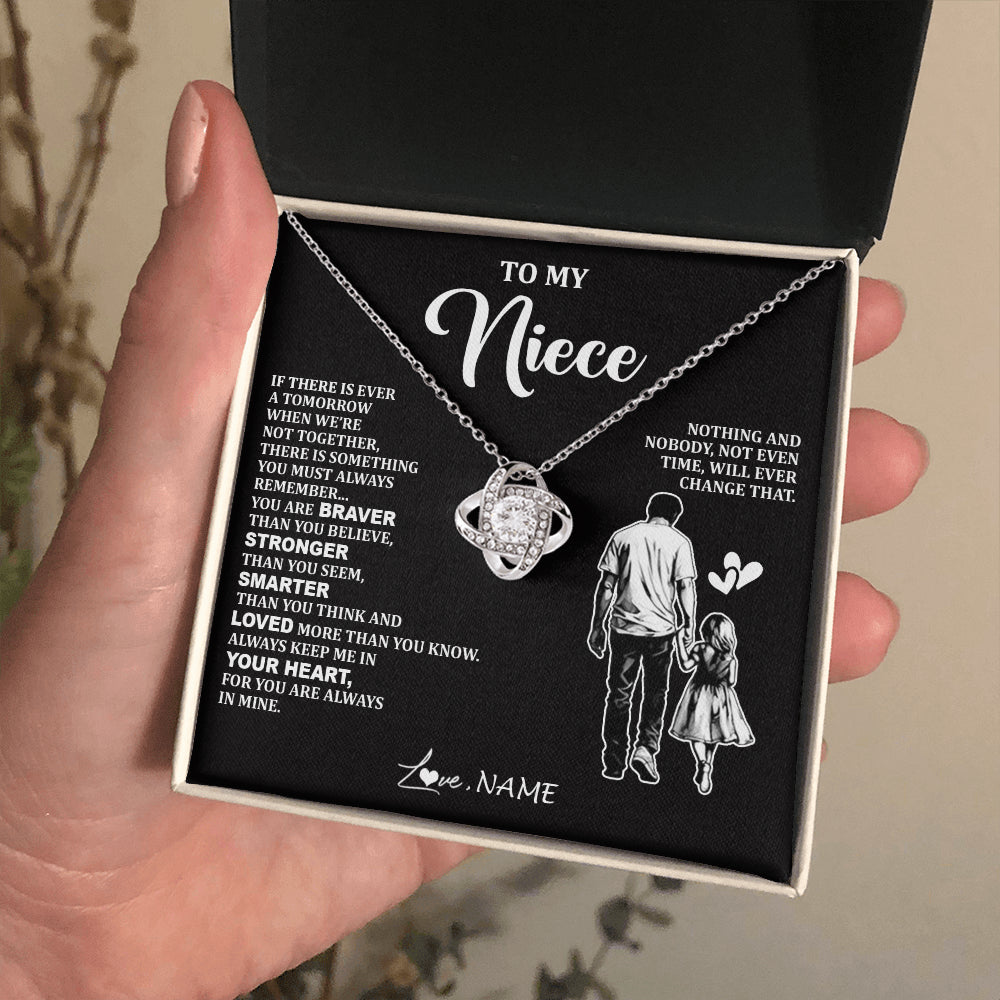 Love Knot Necklace 14K White Gold Finish | 2 | Personalized To My Niece Necklace From Uncle You Are Always In Mine Beautiful Niece Jewelry Gifts Birthday Graduation Christmas With Gift Box Message Card | siriusteestore