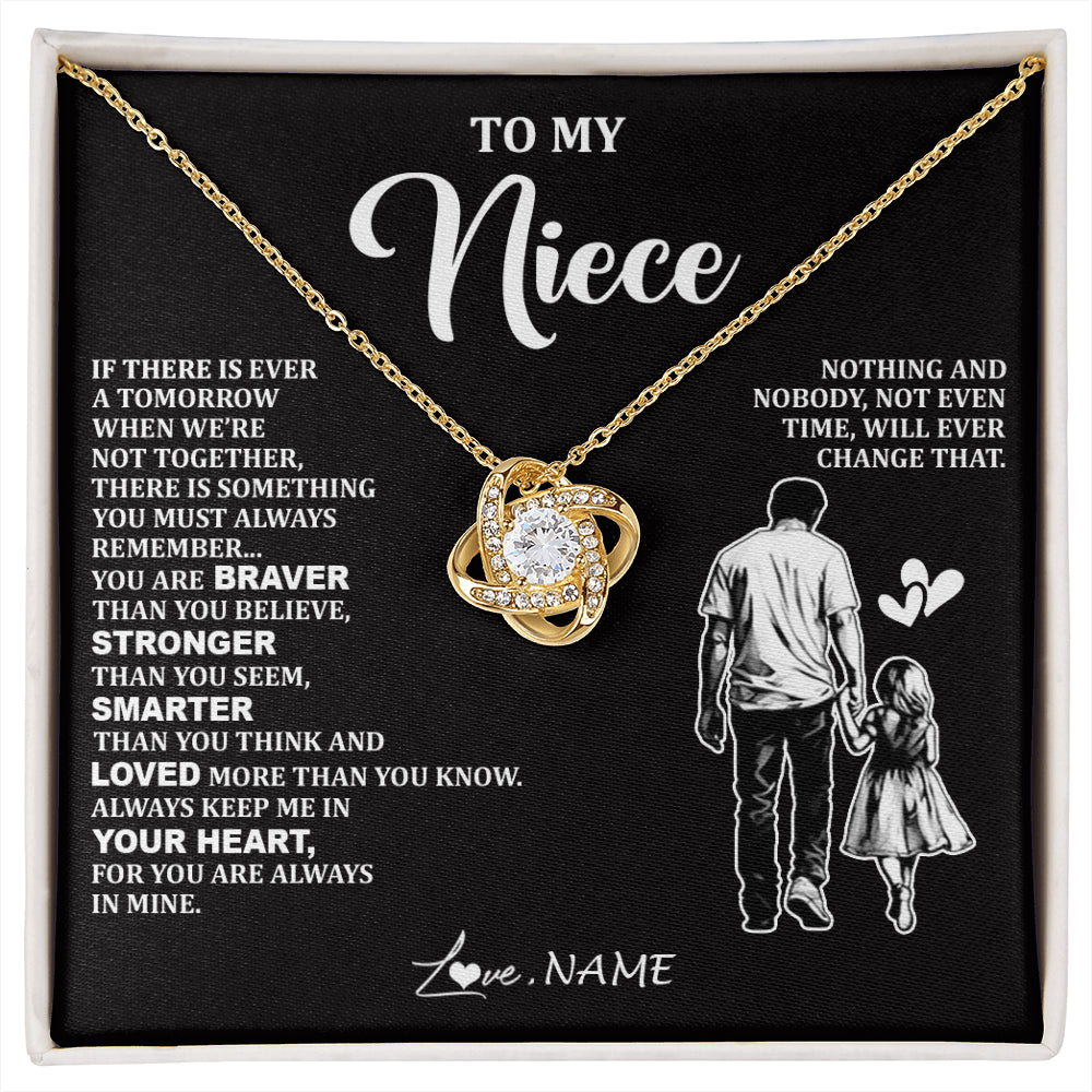 Love Knot Necklace 18K Yellow Gold Finish | 1 | Personalized To My Niece Necklace From Uncle You Are Always In Mine Beautiful Niece Jewelry Gifts Birthday Graduation Christmas With Gift Box Message Card | siriusteestore