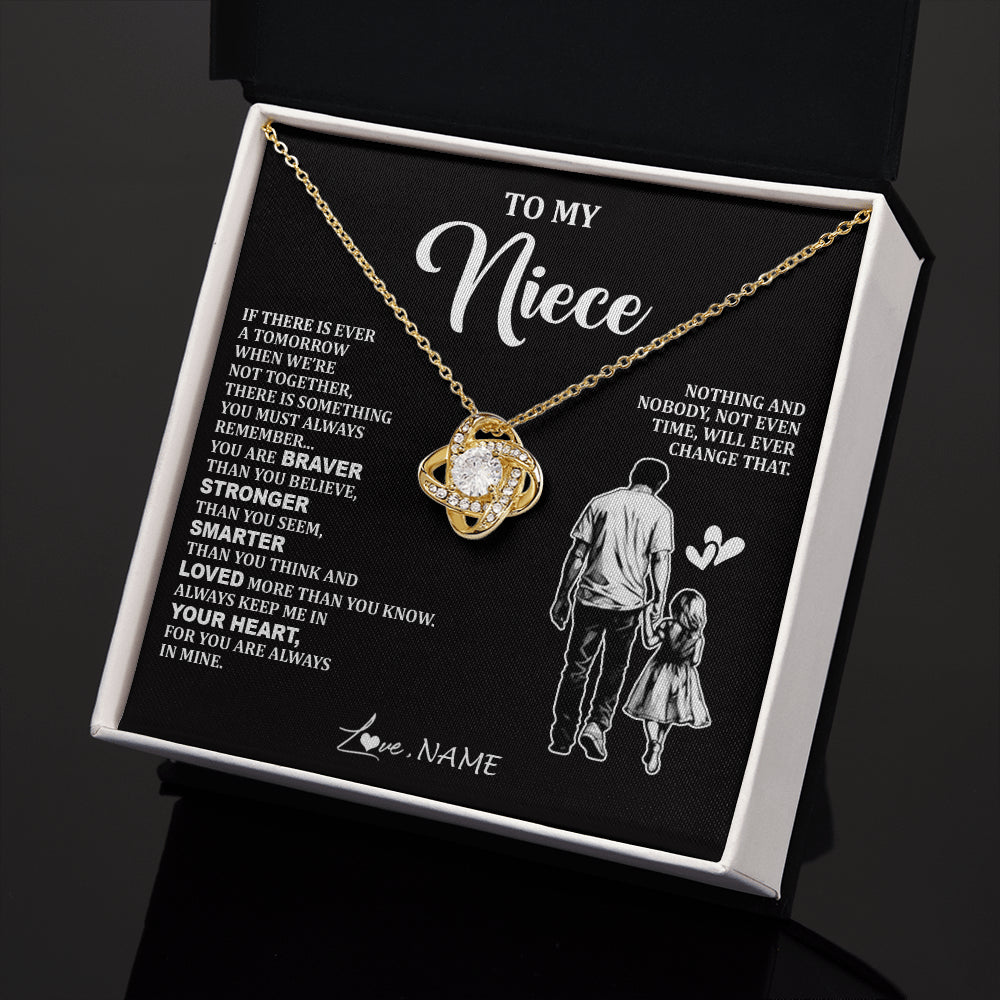 Love Knot Necklace 18K Yellow Gold Finish | 2 | Personalized To My Niece Necklace From Uncle You Are Always In Mine Beautiful Niece Jewelry Gifts Birthday Graduation Christmas With Gift Box Message Card | siriusteestore