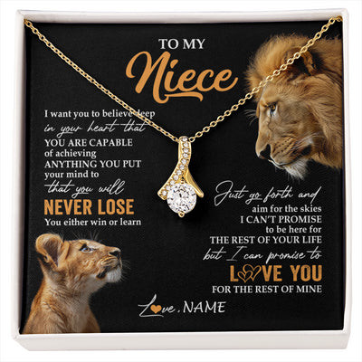 Alluring Beauty Necklace 18K Yellow Gold Finish | 1 | Personalized To My Niece Necklace From Uncle You Will Never Lose Lion Niece Birthday Gifts Graduation Christmas Customized Gift Box Message Card | siriusteestore
