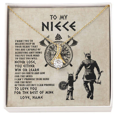 Alluring Beauty Necklace 18K Yellow Gold Finish | Personalized To My Niece Necklace From Uncle You Will Never Lose Viking Niece Birthday Graduation Thanksgiving Valentines Christmas Customized Message Card | siriusteestore