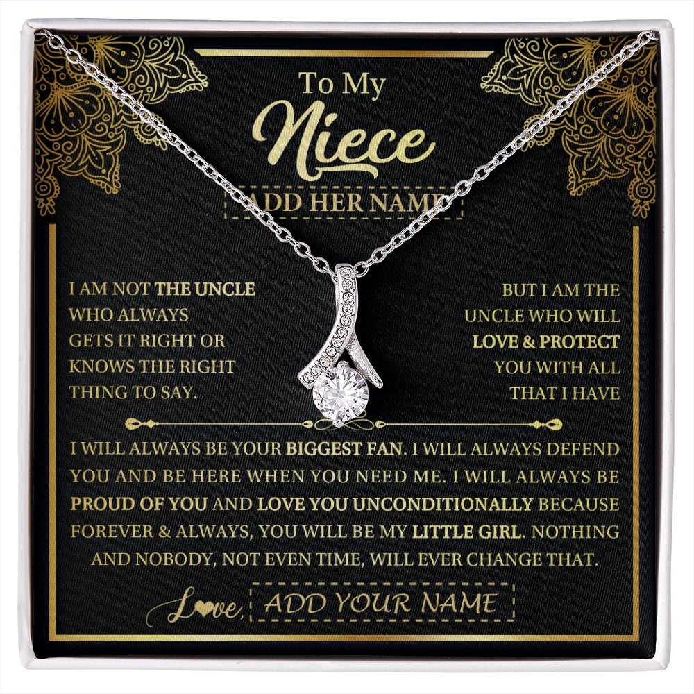 Alluring Beauty Necklace 14K White Gold Finish | 1 | Personalized To My Niece Necklace From Uncle Your Biggest Fan Birthday Gifts For Niece Gifts Graduation Christmas Jewelry Customized Gift Box Message Card | siriusteestore.myshopify