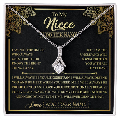 Alluring Beauty Necklace 14K White Gold Finish | 1 | Personalized To My Niece Necklace From Uncle Your Biggest Fan Birthday Gifts For Niece Gifts Graduation Christmas Jewelry Customized Gift Box Message Card | siriusteestore.myshopify
