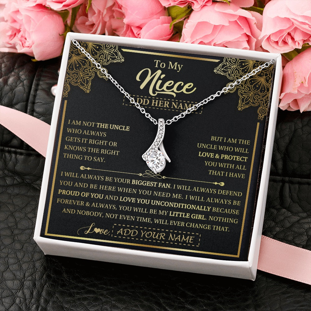Alluring Beauty Necklace 14K White Gold Finish | 2 | Personalized To My Niece Necklace From Uncle Your Biggest Fan Birthday Gifts For Niece Gifts Graduation Christmas Jewelry Customized Gift Box Message Card | siriusteestore.myshopify