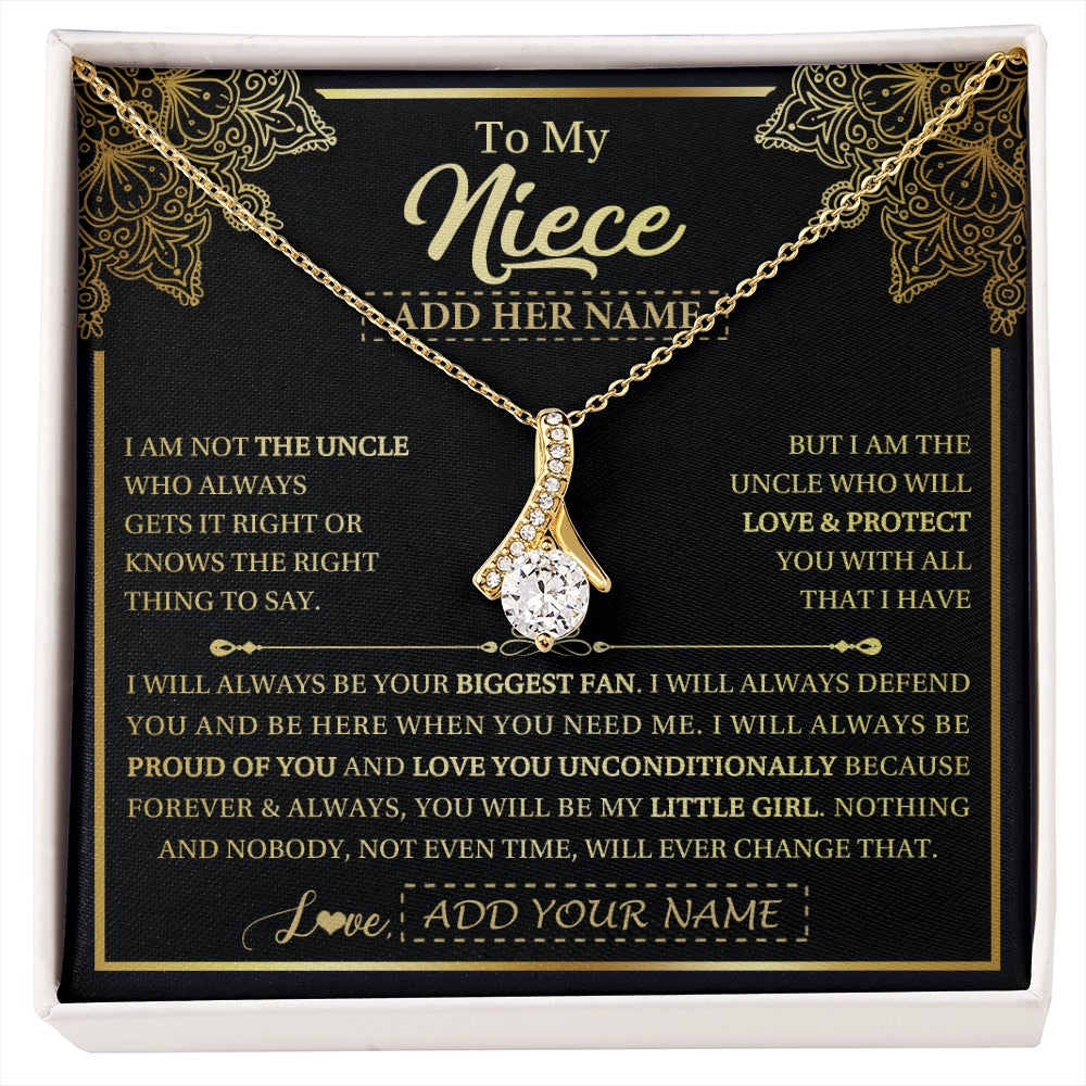 Alluring Beauty Necklace 18K Yellow Gold Finish | 1 | Personalized To My Niece Necklace From Uncle Your Biggest Fan Birthday Gifts For Niece Gifts Graduation Christmas Jewelry Customized Gift Box Message Card | siriusteestore.myshopify