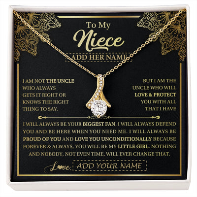 Alluring Beauty Necklace 18K Yellow Gold Finish | 1 | Personalized To My Niece Necklace From Uncle Your Biggest Fan Birthday Gifts For Niece Gifts Graduation Christmas Jewelry Customized Gift Box Message Card | siriusteestore.myshopify