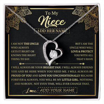 Forever Love Necklace 14K White Gold Finish | 1 | Personalized To My Niece Necklace From Uncle Your Biggest Fan Birthday Gifts For Niece Gifts Graduation Christmas Jewelry Customized Gift Box Message Card | siriusteestore.myshopify
