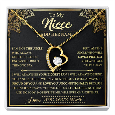 Forever Love Necklace 18K Yellow Gold Finish | 1 | Personalized To My Niece Necklace From Uncle Your Biggest Fan Birthday Gifts For Niece Gifts Graduation Christmas Jewelry Customized Gift Box Message Card | siriusteestore.myshopify