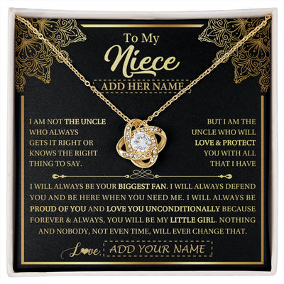 Love Knot Necklace 18K Yellow Gold Finish | 1 | Personalized To My Niece Necklace From Uncle Your Biggest Fan Birthday Gifts For Niece Gifts Graduation Christmas Jewelry Customized Gift Box Message Card | siriusteestore.myshopify
