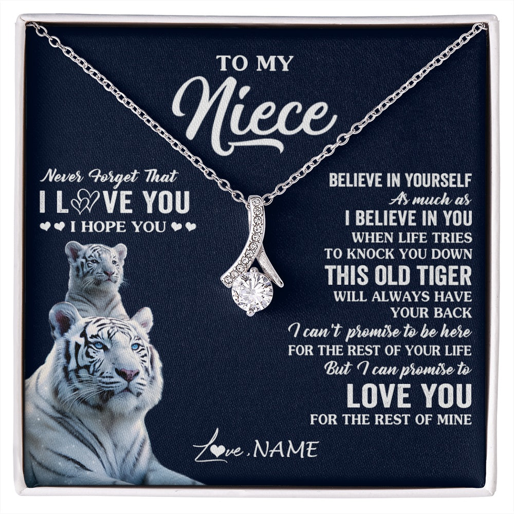 Alluring Beauty Necklace 14K White Gold Finish | 1 | Personalized To My Niece Necklace Gift From Aunt Uncle This Old Tiger Love You Niece Birthday Graduation Christmas Custom Customized Gift Box Message Card | siriusteestore.myshopify