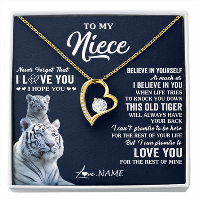 Forever Love Necklace 18K Yellow Gold Finish | 1 | Personalized To My Niece Necklace Gift From Aunt Uncle This Old Tiger Love You Niece Birthday Graduation Christmas Custom Customized Gift Box Message Card | siriusteestore.myshopify