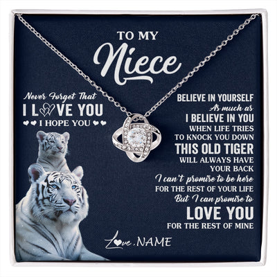 Love Knot Necklace 14K White Gold Finish | 1 | Personalized To My Niece Necklace Gift From Aunt Uncle This Old Tiger Love You Niece Birthday Graduation Christmas Custom Customized Gift Box Message Card | siriusteestore.myshopify