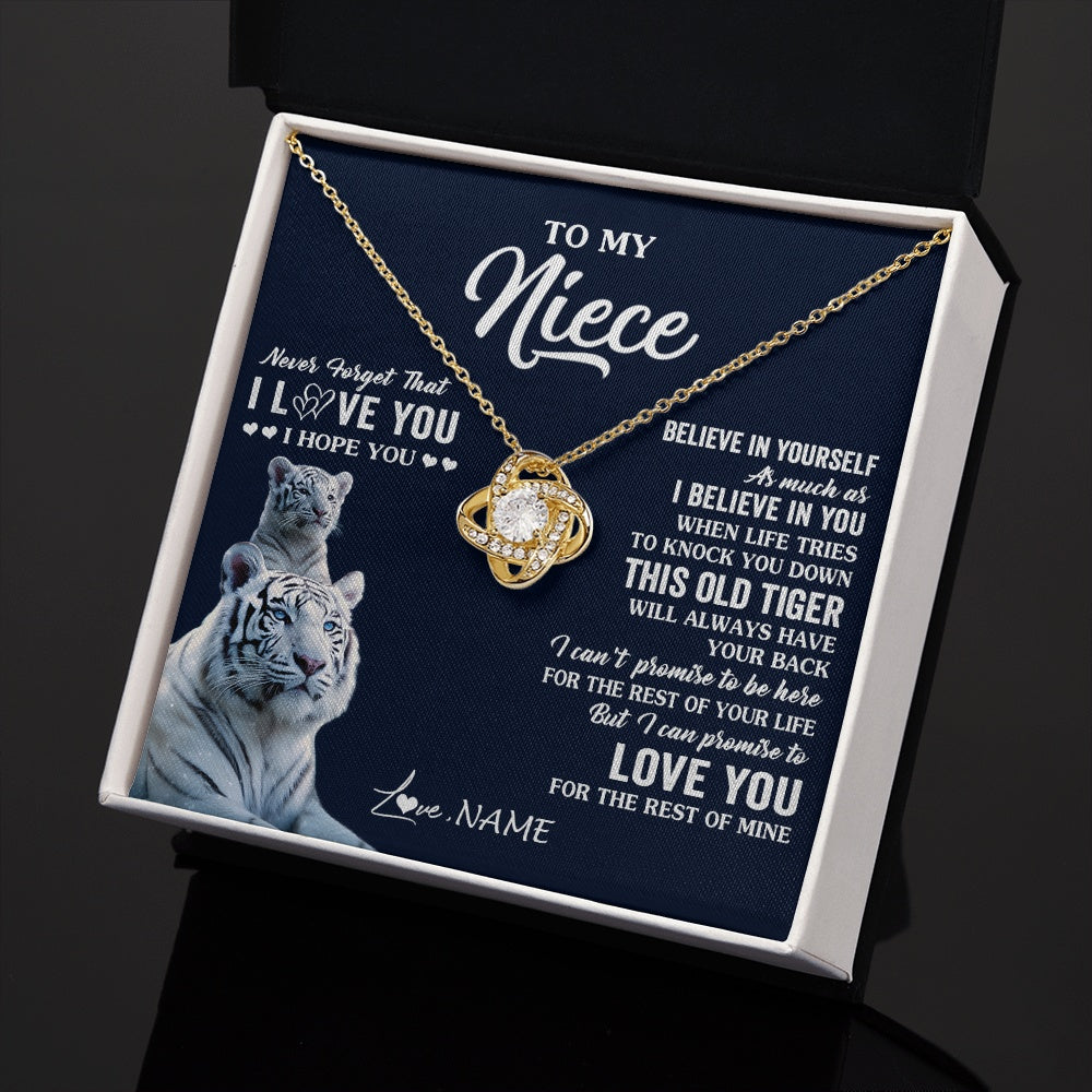 Love Knot Necklace 18K Yellow Gold Finish | 2 | Personalized To My Niece Necklace Gift From Aunt Uncle This Old Tiger Love You Niece Birthday Graduation Christmas Custom Customized Gift Box Message Card | siriusteestore.myshopify