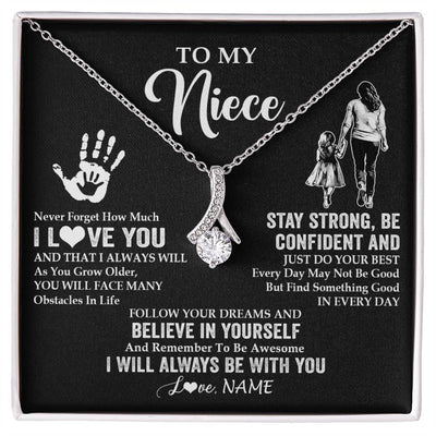 Alluring Beauty Necklace 14K White Gold Finish | 1 | Personalized To My Niece Necklace I Love You Forever From Aunt Auntie Niece Birthday Gifts Christmas Thanksgiving Graduation Customized Gift Box Message Card | siriusteestore