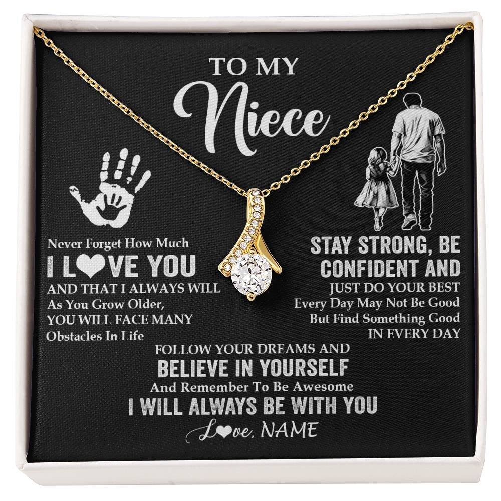 Alluring Beauty Necklace 18K Yellow Gold Finish | 1 | Personalized To My Niece Necklace I Love You Forever From Uncle Niece Birthday Gifts Christmas Thanksgiving Graduation Customized Gift Box Message Card | siriusteestore