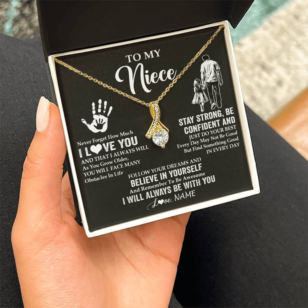 Alluring Beauty Necklace 18K Yellow Gold Finish | 2 | Personalized To My Niece Necklace I Love You Forever From Uncle Niece Birthday Gifts Christmas Thanksgiving Graduation Customized Gift Box Message Card | siriusteestore