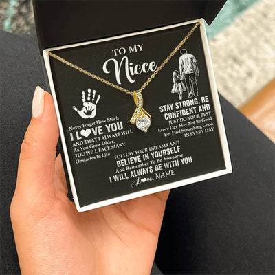 Alluring Beauty Necklace 18K Yellow Gold Finish | 2 | Personalized To My Niece Necklace I Love You Forever From Uncle Niece Birthday Gifts Christmas Thanksgiving Graduation Customized Gift Box Message Card | siriusteestore