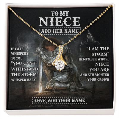 Alluring Beauty Necklace 18K Yellow Gold Finish | 1 | Personalized To My Niece Necklace Women Warrior Knights Templar I Am The Storm Best Niece Birthday Gifts Graduation Christmas Customized Gift Box Message Card | siriusteestore