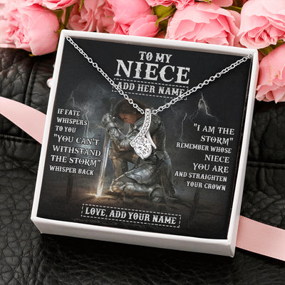 Alluring Beauty Necklace 14K White Gold Finish | 2 | Personalized To My Niece Necklace Women Warrior Knights Templar I Am The Storm Best Niece Birthday Gifts Graduation Christmas Customized Gift Box Message Card | siriusteestore