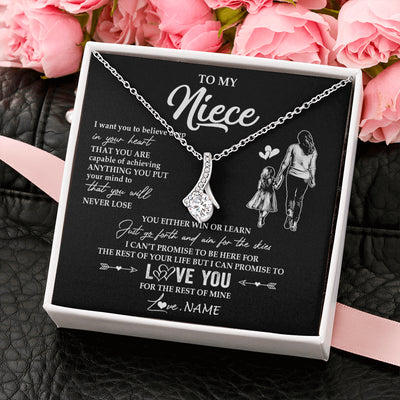 Alluring Beauty Necklace 14K White Gold Finish | 2 | Personalized To My Niece Necklace You Will Never Lose From Aunt Auntie Niece Birthday Gifts Graduation Christmas Customized Gift Box Message Card | siriusteestore