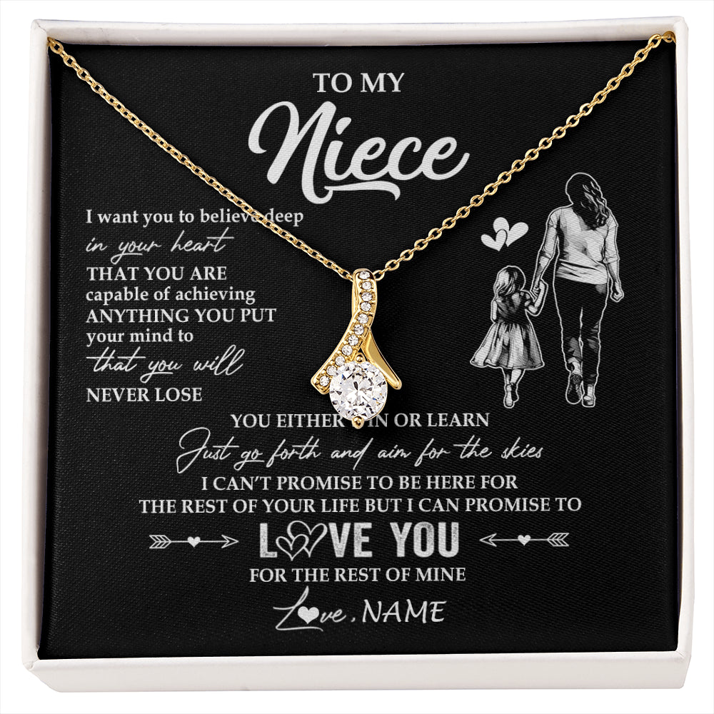 Alluring Beauty Necklace 18K Yellow Gold Finish | 1 | Personalized To My Niece Necklace You Will Never Lose From Aunt Auntie Niece Birthday Gifts Graduation Christmas Customized Gift Box Message Card | siriusteestore