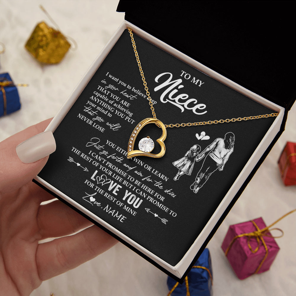 Forever Love Necklace 18K Yellow Gold Finish | 2 | Personalized To My Niece Necklace You Will Never Lose From Aunt Auntie Niece Birthday Gifts Graduation Christmas Customized Gift Box Message Card | siriusteestore